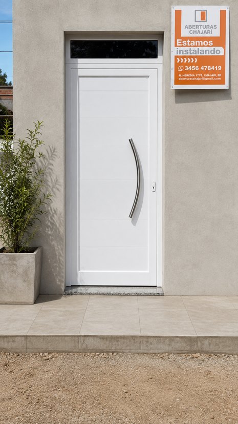 Puerta de entrada de aluminio Línea Módena en vivienda de Chajarí
